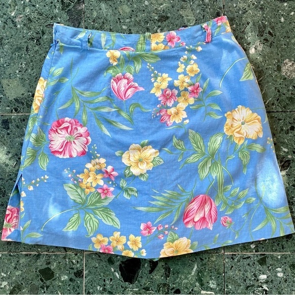 Linen Floral Skort Vintage Tehama Nancy Haley size 8. Very Good Condition. - Picture 2 of 7